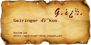 Geiringer Ákos névjegykártya